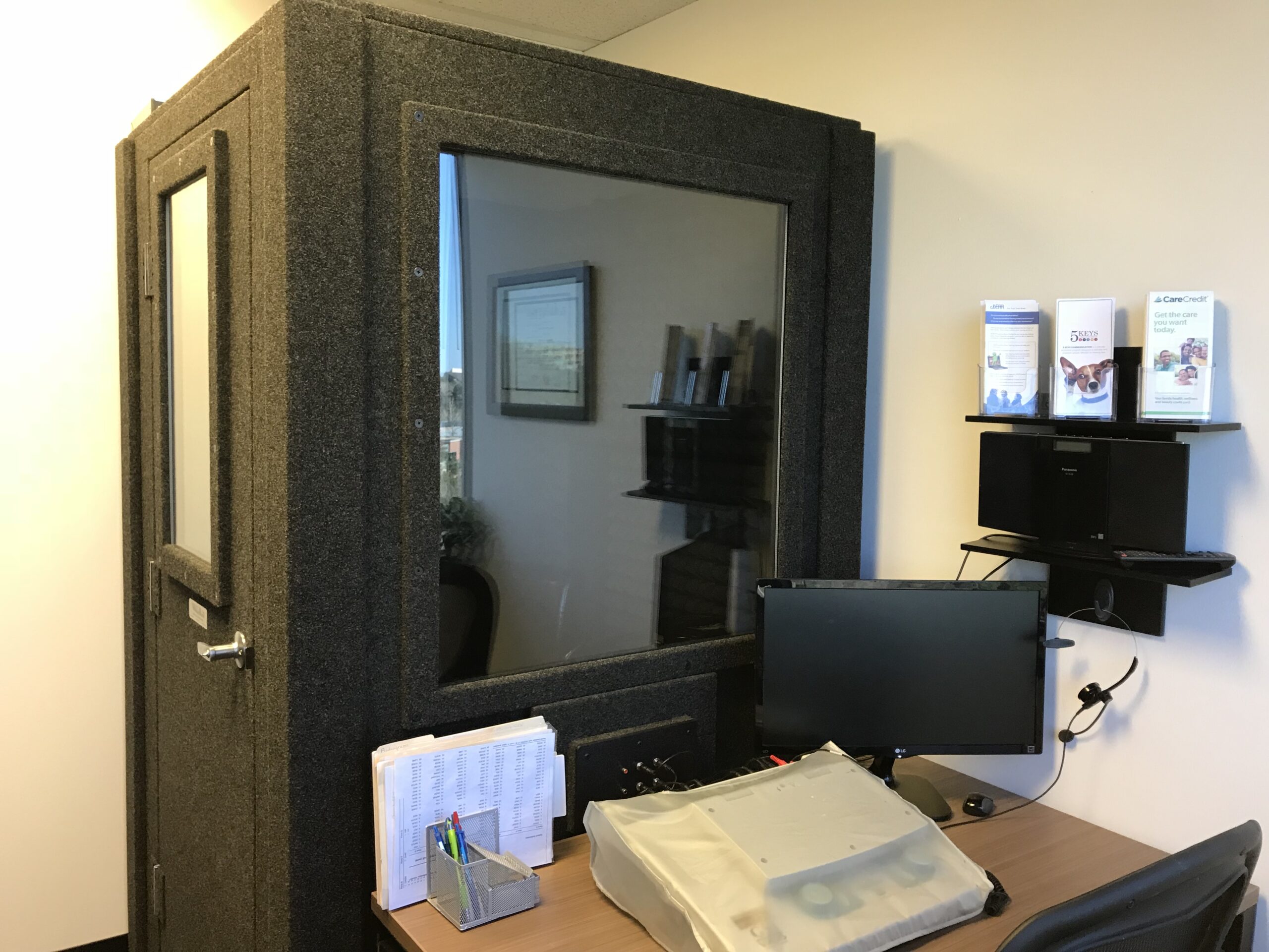 Columbine Hearing Care's comfortable sound booth and advanced diagnostic equipment